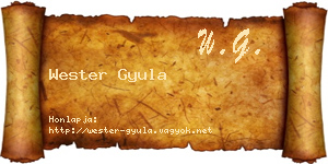 Wester Gyula névjegykártya